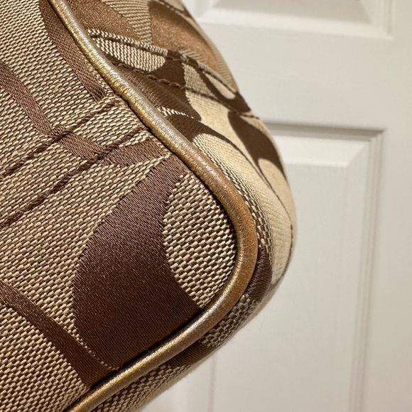 Coach Signature Canvas Vintage Tote Gold Snakeskin Embossed Leather - Picture 14 of 14